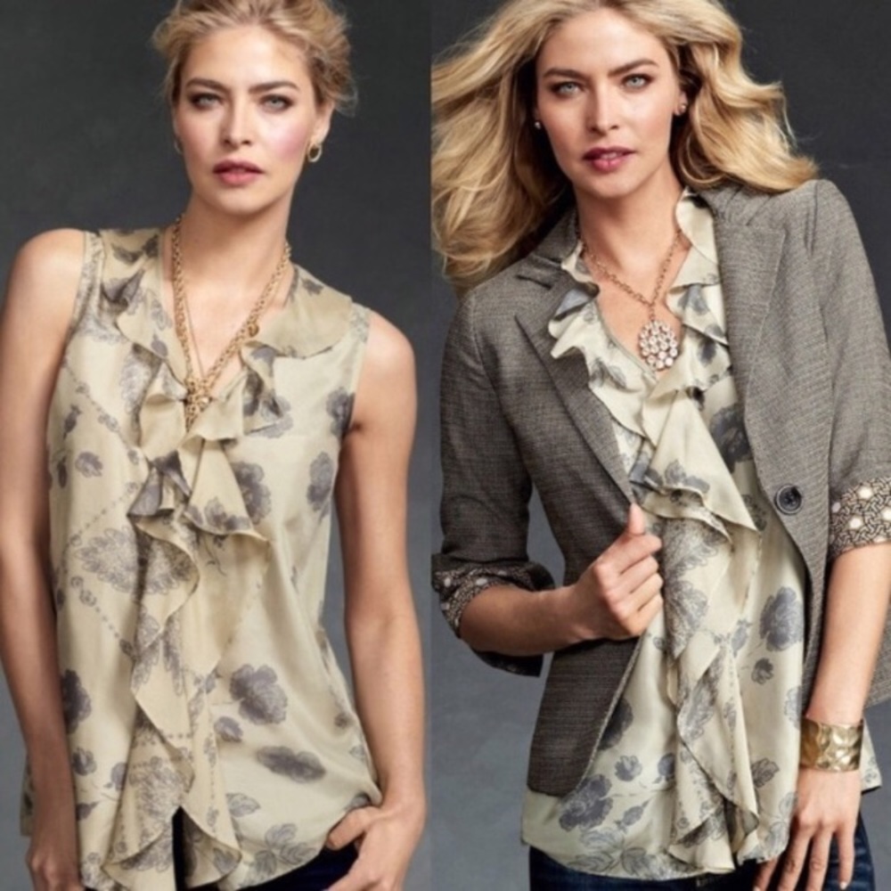 CAbi # 149 Tranquil floral sleeveless blouse Small